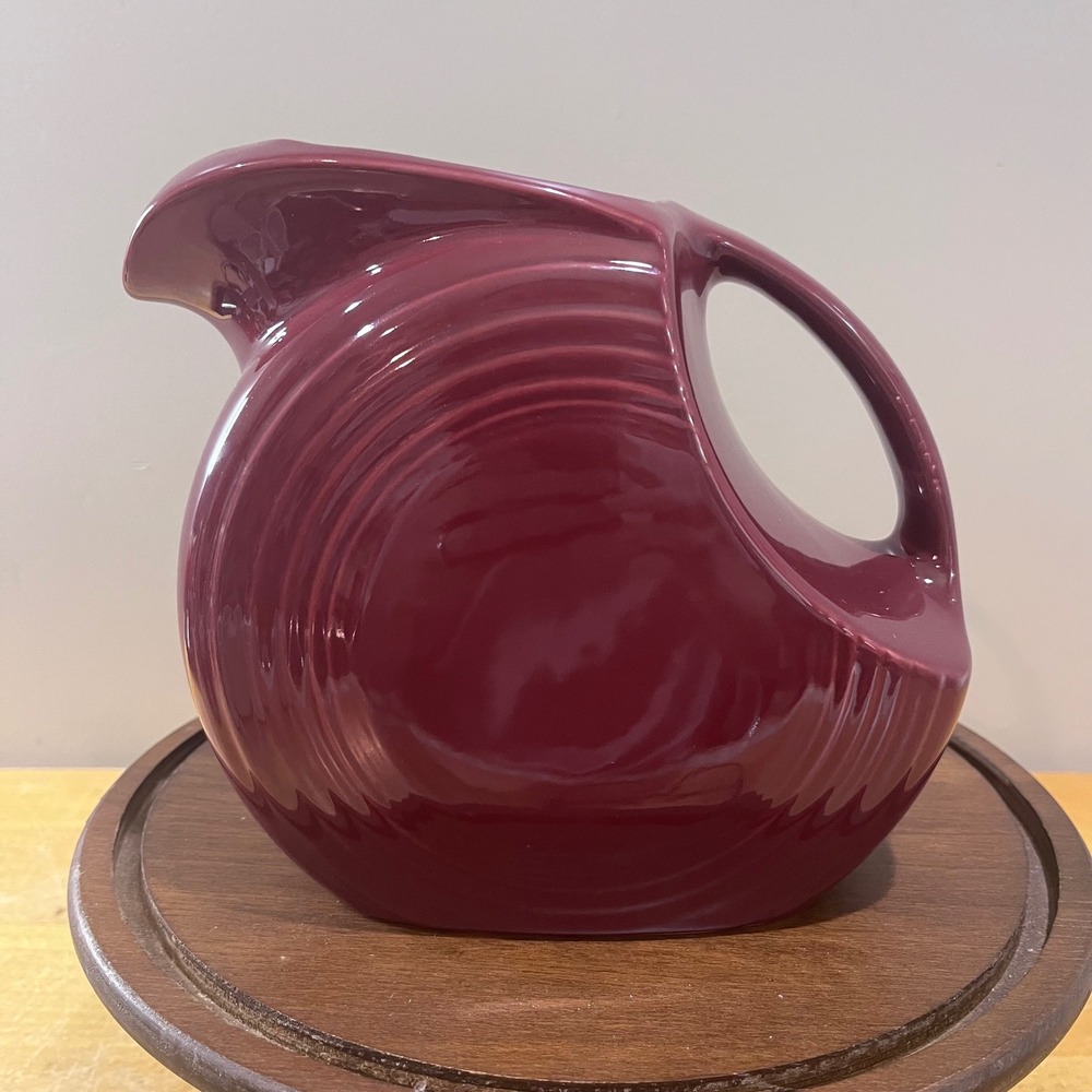 Fiesta Cinnabar Large Disk Pitcher 67 oz Art Deco Ceramic Water Jug Vtg Style